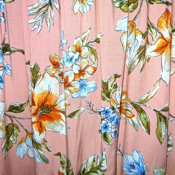 Xhilaration Blushing Pink Peasant Ruffle Long Sleeve Floral Spring Dress S - Picture 6 of 13